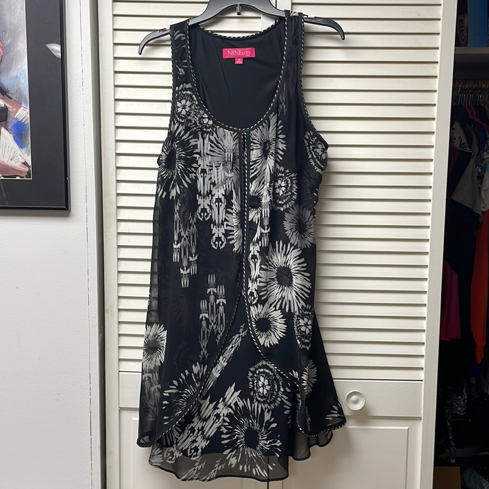 Black and gray flowered dress